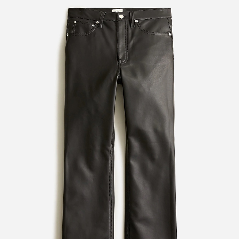 High-rise slim demi-boot pant in faux leather
